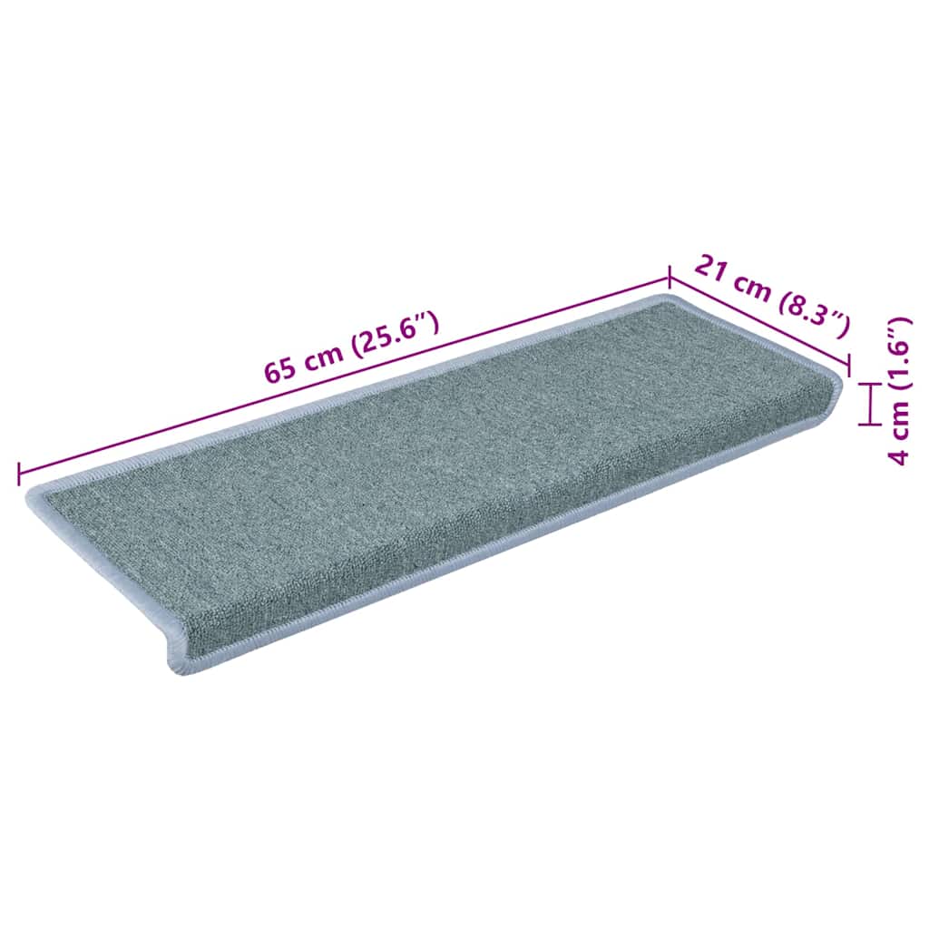 Stair Mats 15 pcs 65x21x4 cm Sea Blue Rectangular Edge