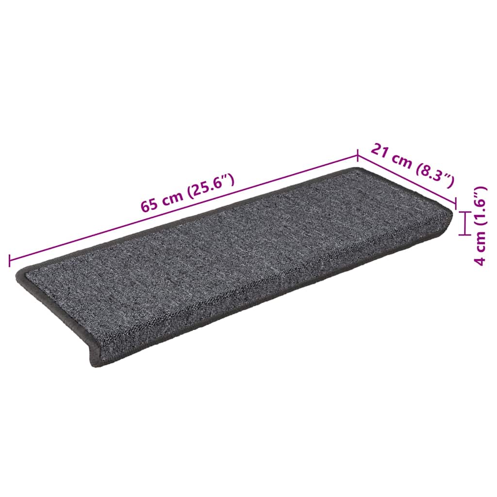Stair Mats 15 pcs 65x21x4 cm Dark Grey Rectangular Edge