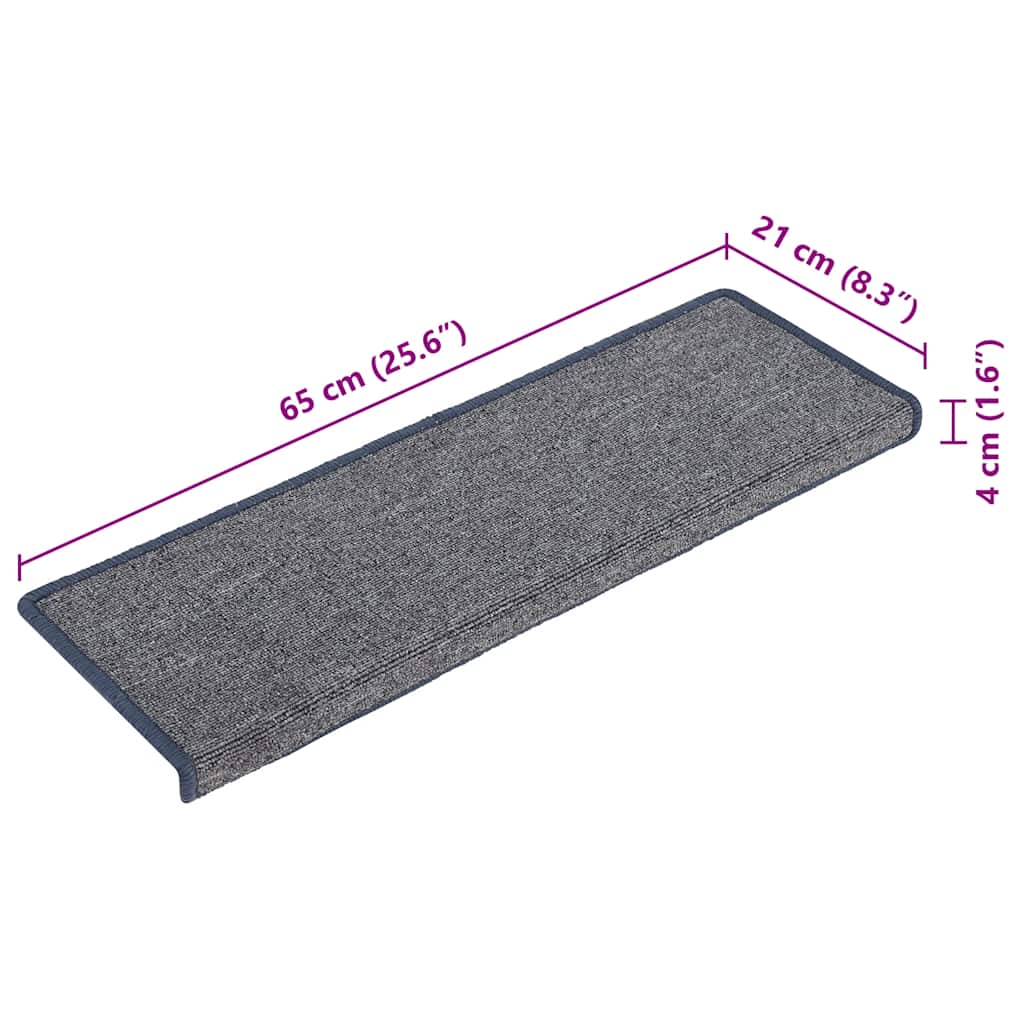 Stair Mats 15 pcs 65x21x4 cm Light Grey&Blue Rectangular Edge