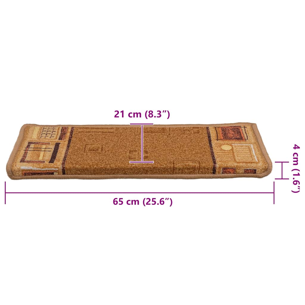 Stair Mats Self-adhesive 15 pcs 65x21x4 cm Beige