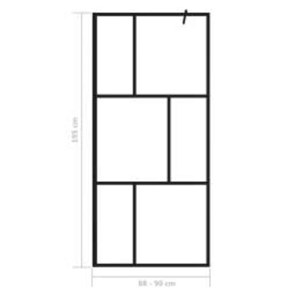149153 vidaXL Walk-in Shower Wall with Tempered Glass Black 90x195 cm