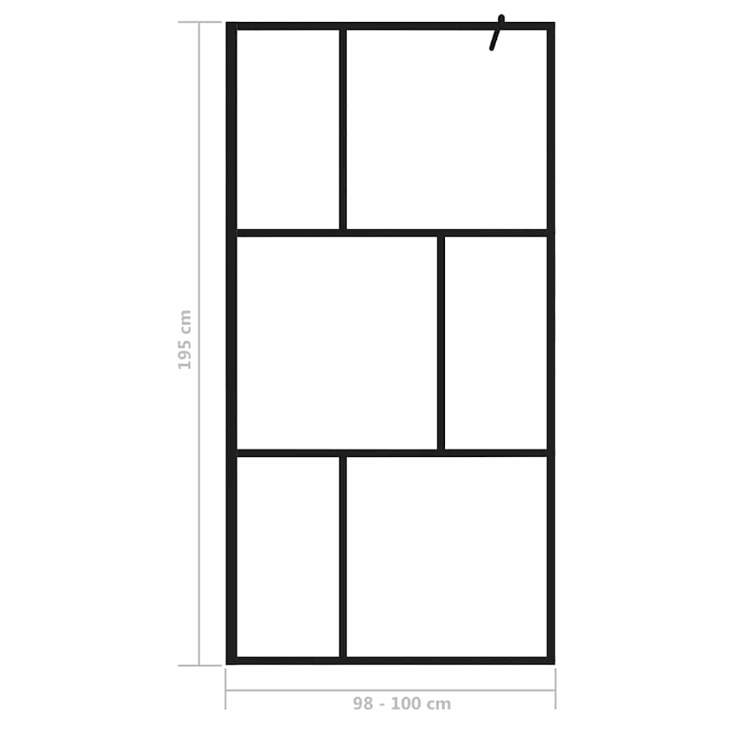 149154 vidaXL Walk-in Shower Wall with Tempered Glass Black 100x195 cm