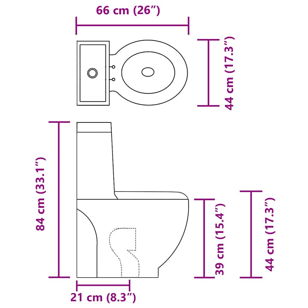 WC Ceramic Toilet Bathroom Round Toilet Bottom Water Flow White