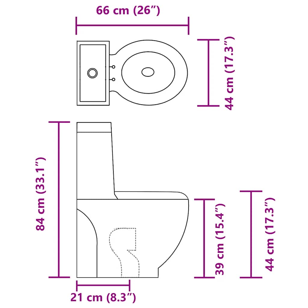 WC Ceramic Toilet Bathroom Round Toilet Bottom Water Flow Black
