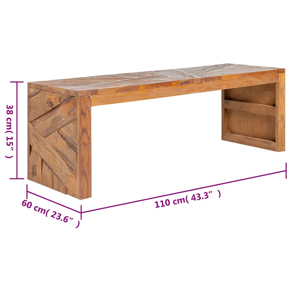 326176 vidaXL TV Stand 110x60x38 cm Solid Teak Wood