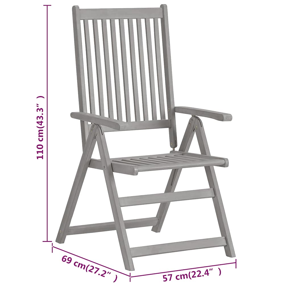 Garden Reclining Chairs 4 pcs Grey Solid Acacia Wood