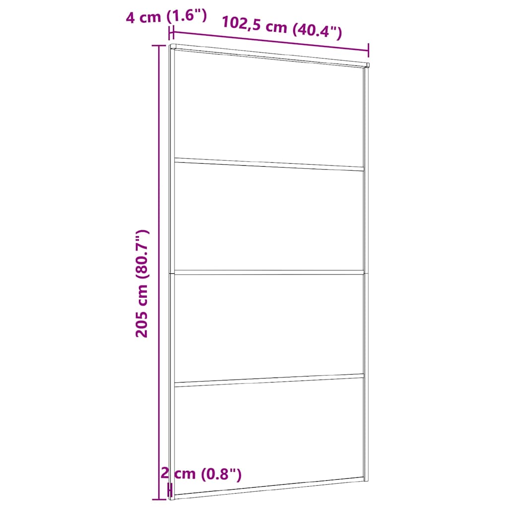 149481 vidaXL Sliding Door Aluminium and ESG Glass 102,5x205 cm Black