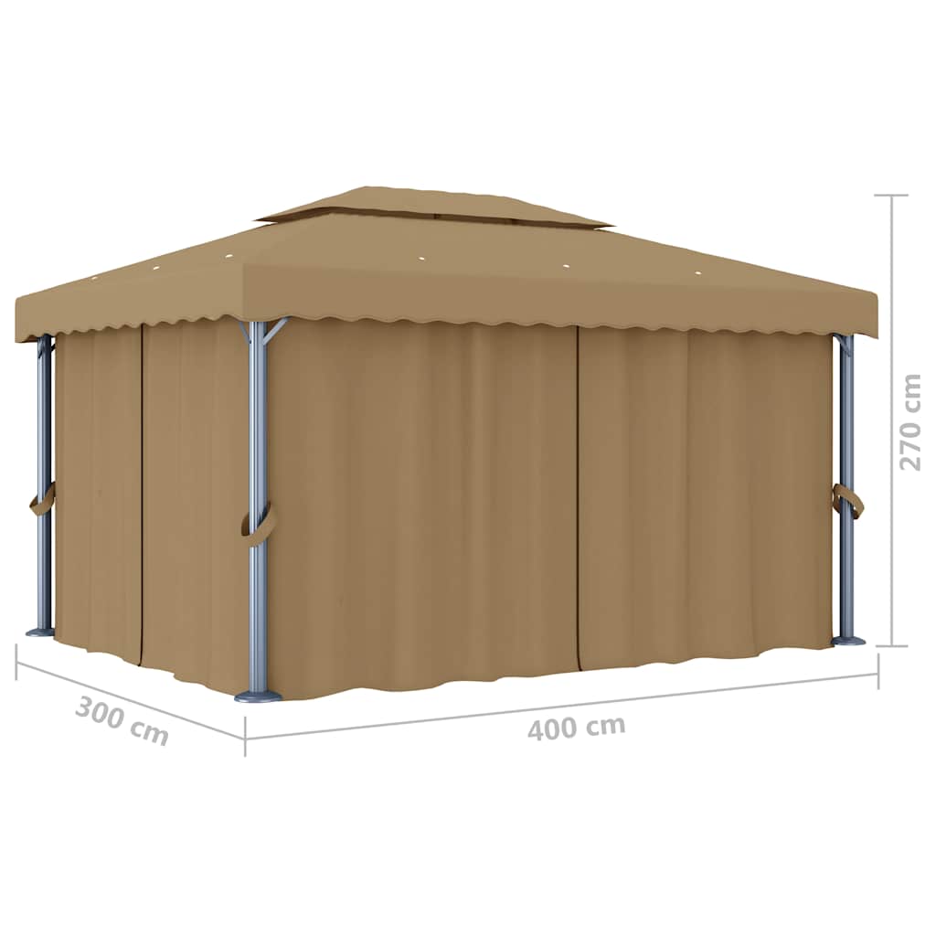 Gazebo with Curtain 4x3 m Taupe Aluminium