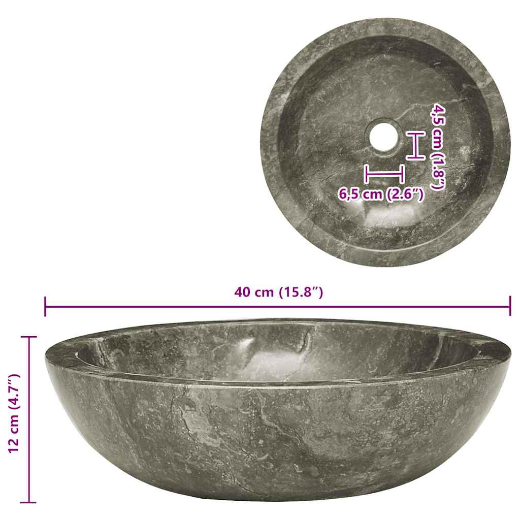 149157 vidaXL Sink Grey Ø40x12 cm Marble