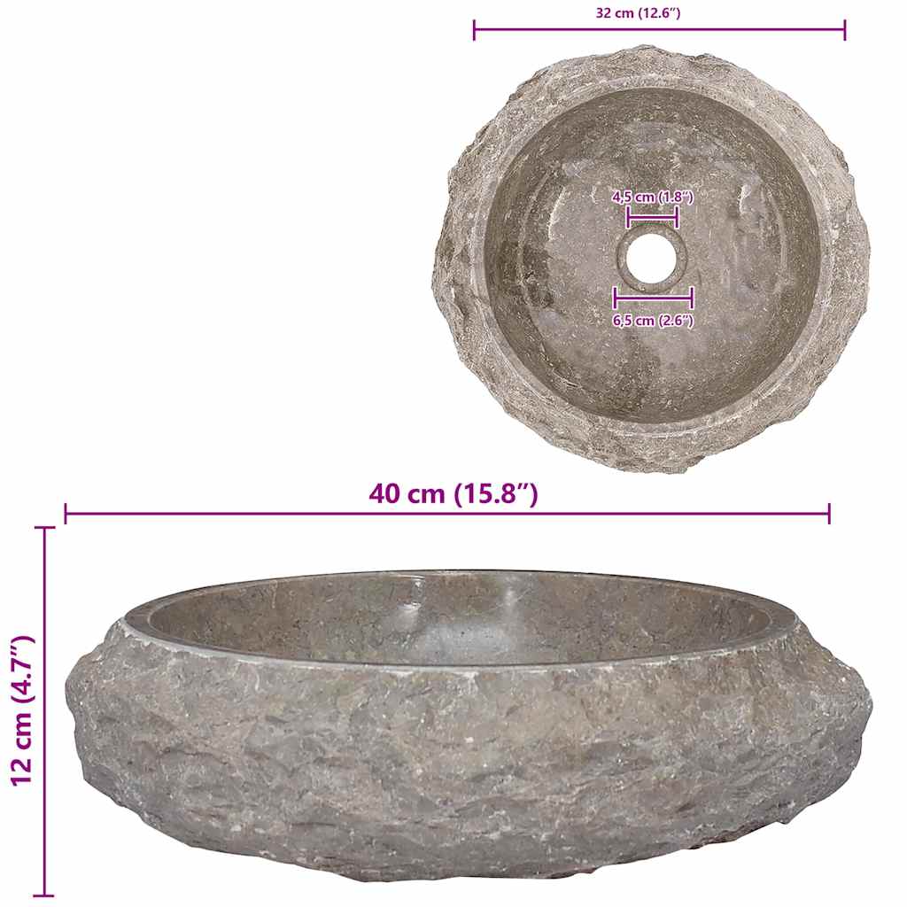 149158 vidaXL Sink Grey Ø40x12 cm Marble