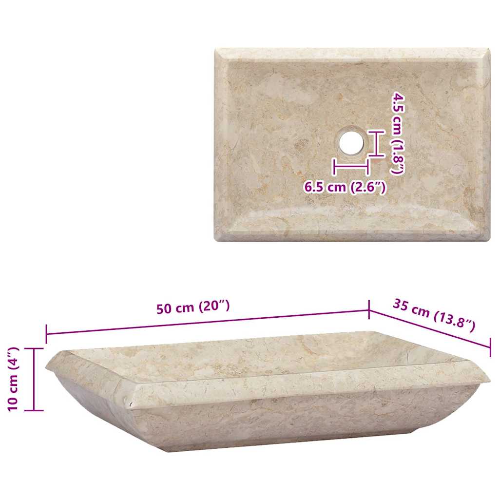 149162 vidaXL Sink Cream 50x35x10 cm Marble