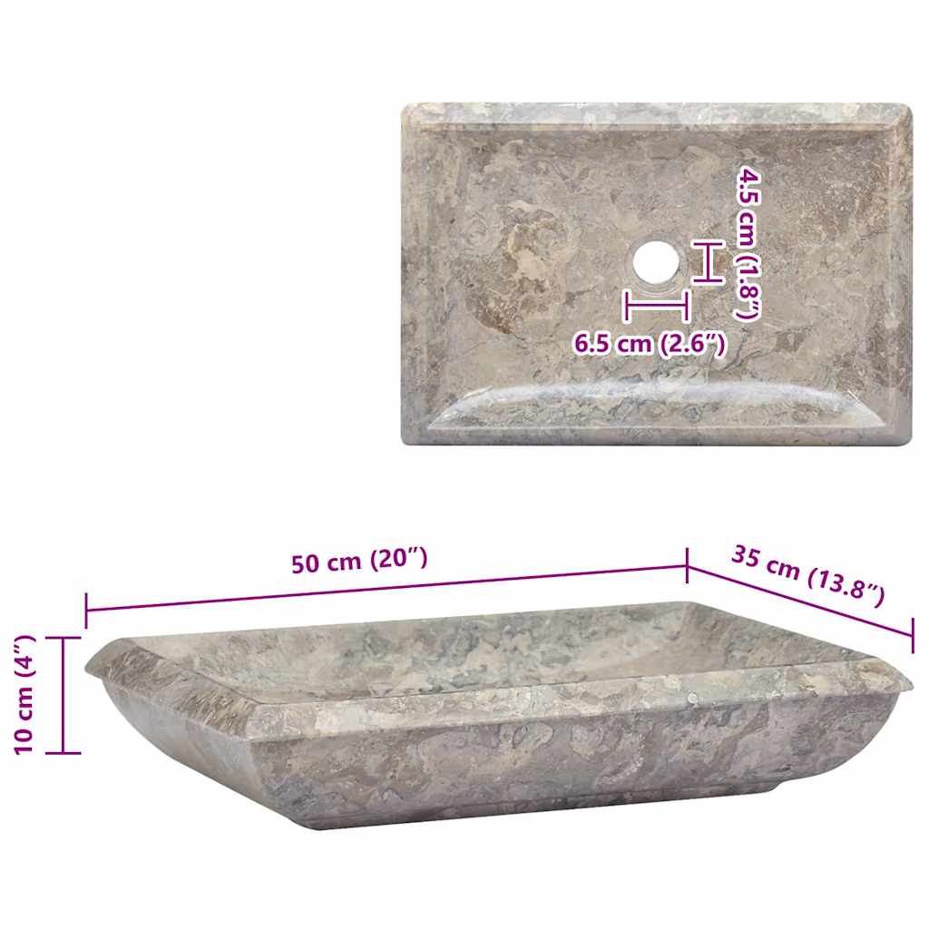 149164 vidaXL Sink Grey 50x35x10 cm Marble