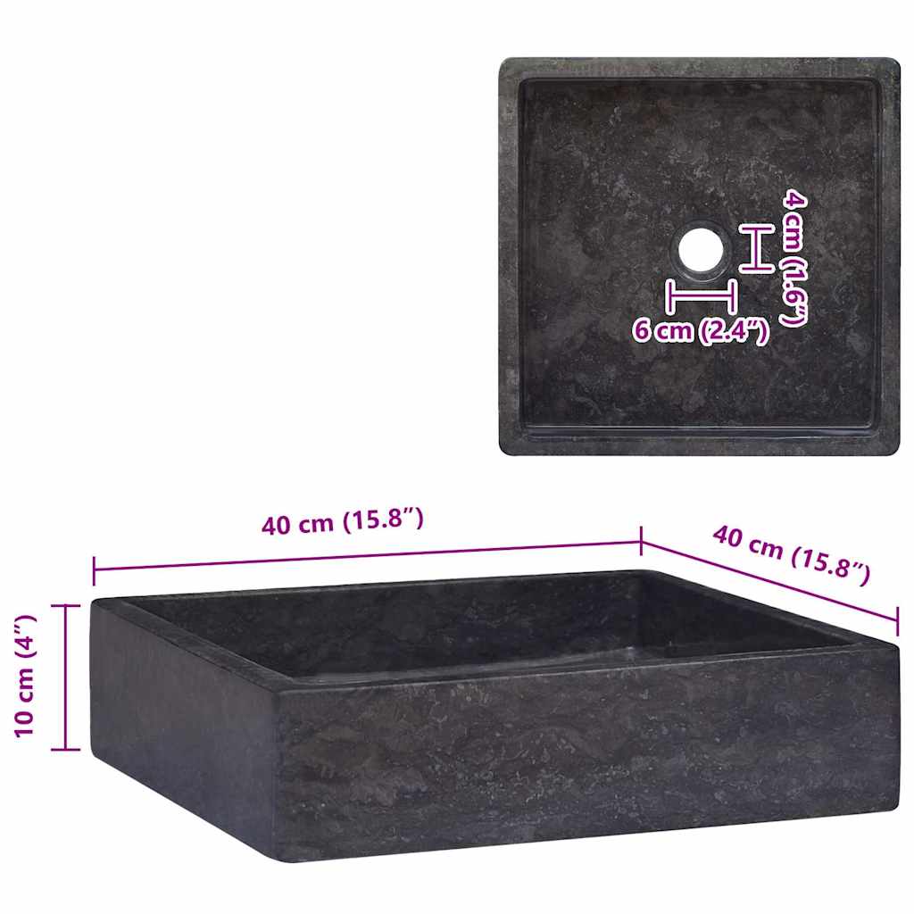 149169 vidaXL Sink Black 40x40x10 cm Marble