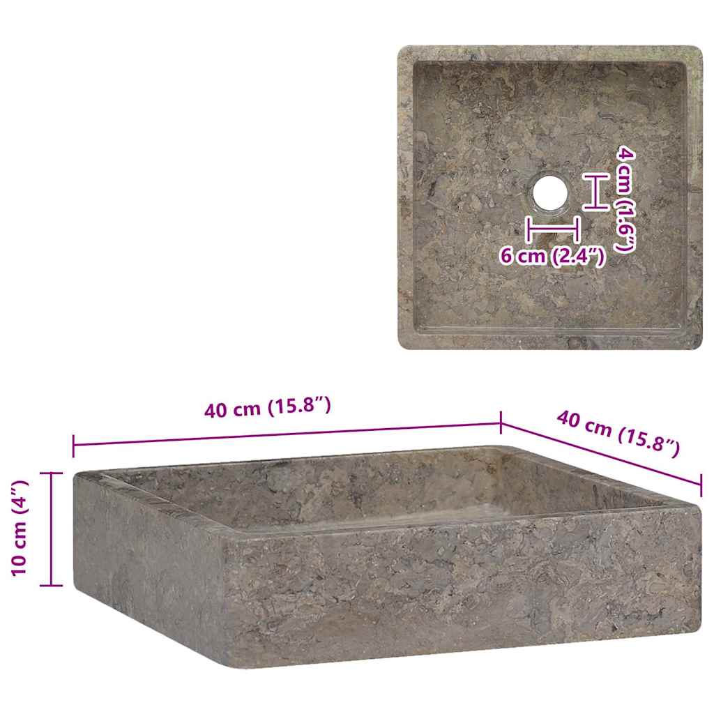 149170 vidaXL Sink Grey 40x40x10 cm Marble