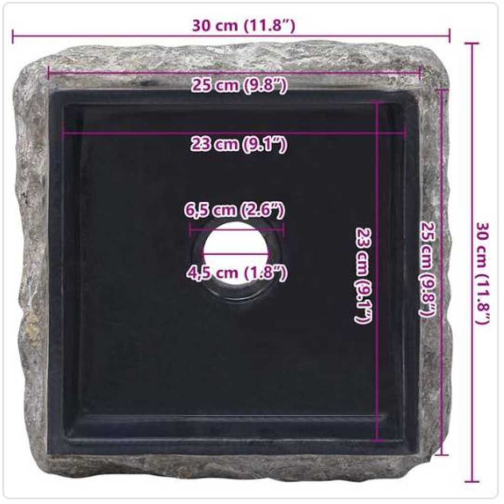 149175 vidaXL Sink Black 30x30x13 cm Marble