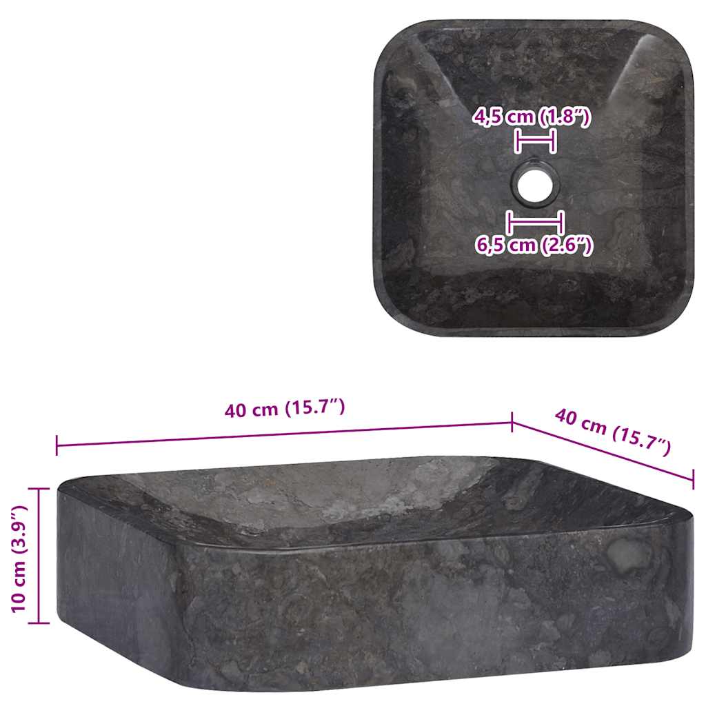 149181 vidaXL Sink Black 40x40x10 cm Marble