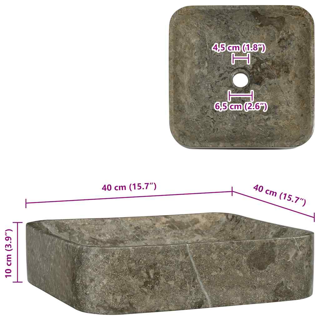 149182 vidaXL Sink Grey 40x40x10 cm Marble