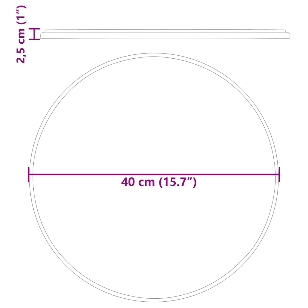 Table Top Black Ø40x2.5 cm Marble
