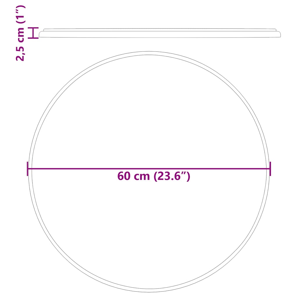 149196 vidaXL Table Top Black Ø60x2,5 cm Marble