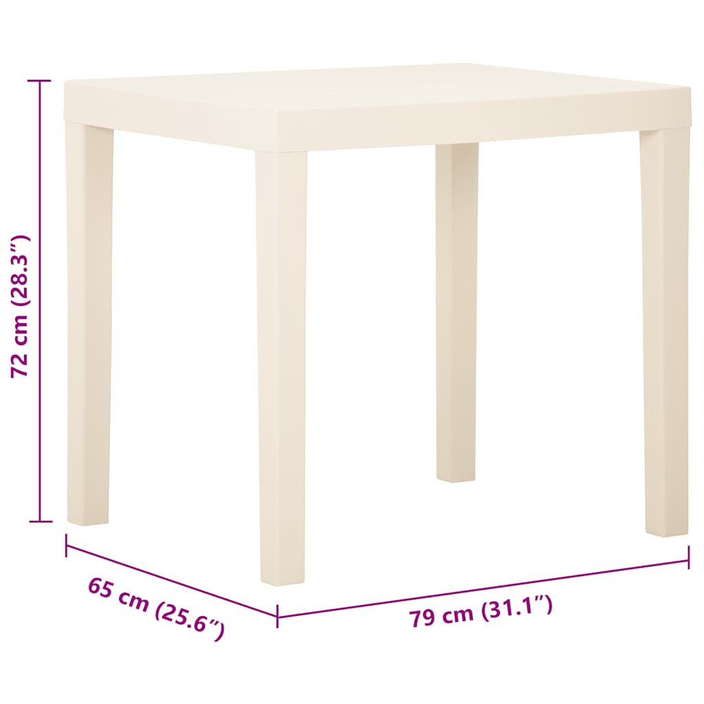 Garden Table White 79x65x72 cm Plastic