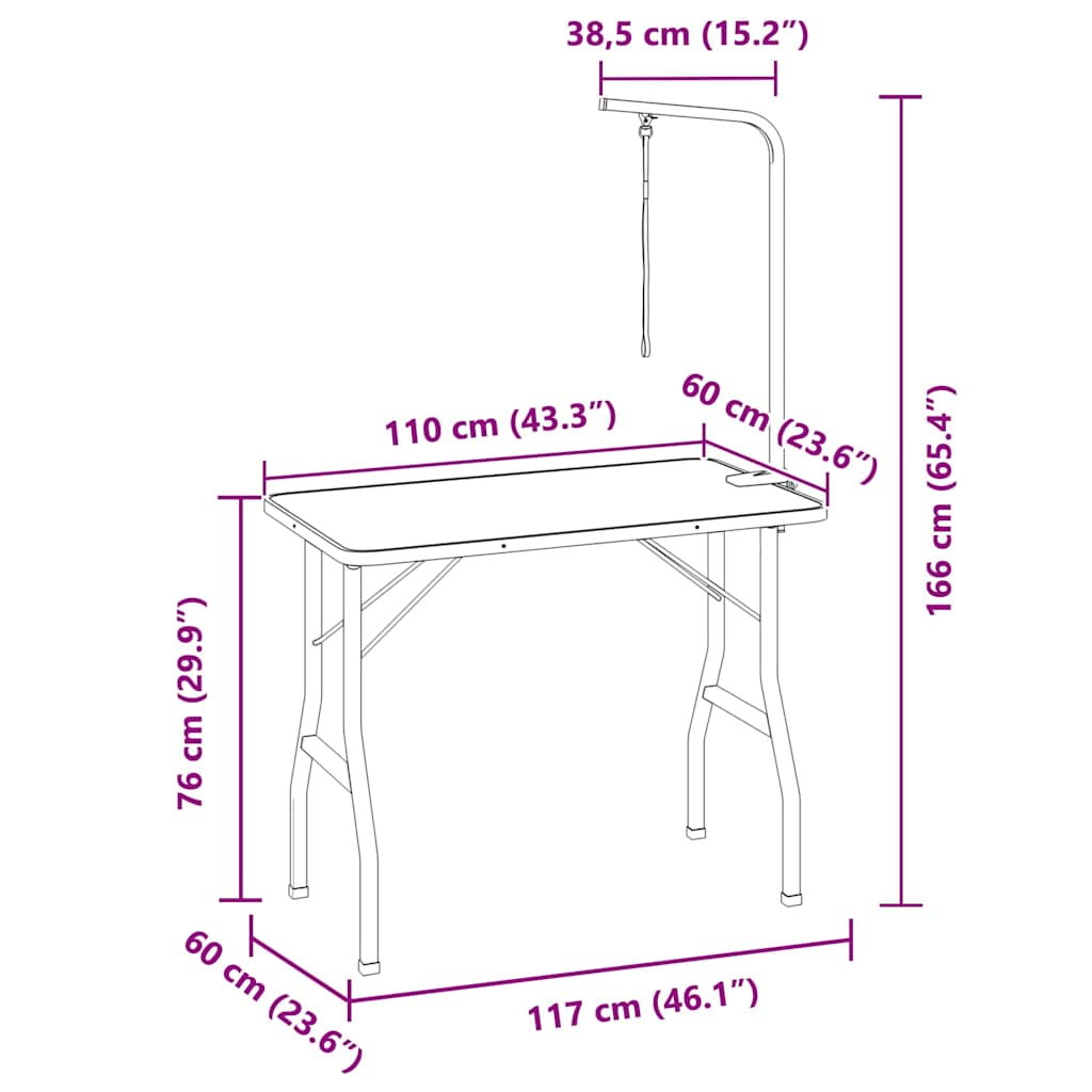 171065 vidaXL Adjustable Dog Grooming Table with 1 Loop