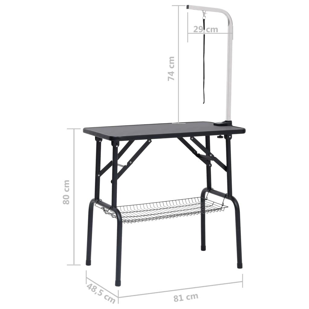 171067 vidaXL Adjustable Dog Grooming Table with 1 Loop and Basket