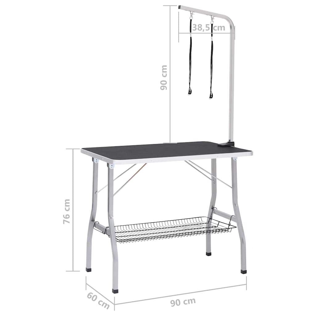 171068 vidaXL Adjustable Dog Grooming Table with 2 Loops and Basket