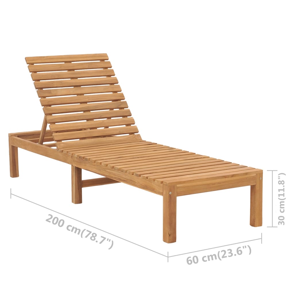 Sun Lounger | Teak | Solid Teak Wood | Standard | Adjustable Armrests