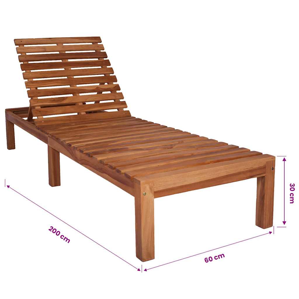 316171 vidaXL Sun Lounger Solid Teak Wood
