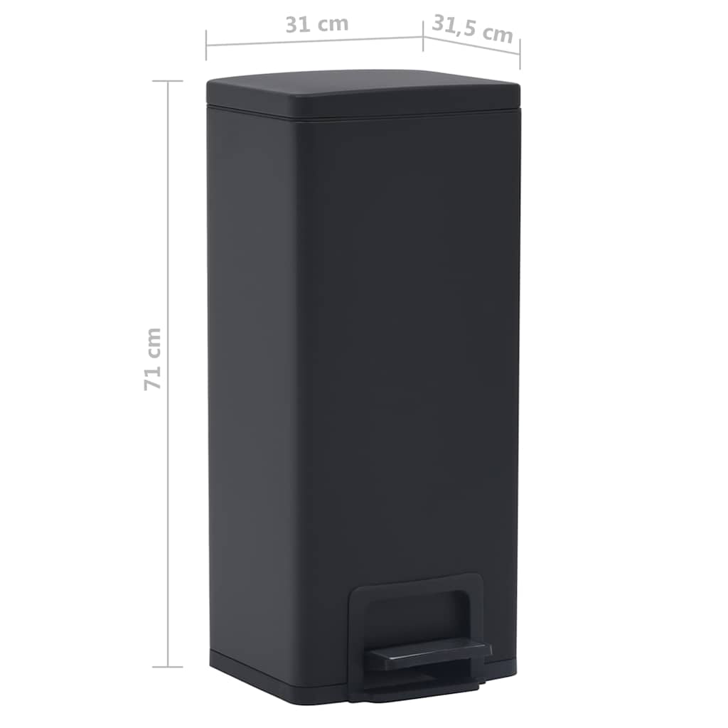 149573 vidaXL Dustbin with Pedal Anti-fingerprint 30L Black Stainless Steel