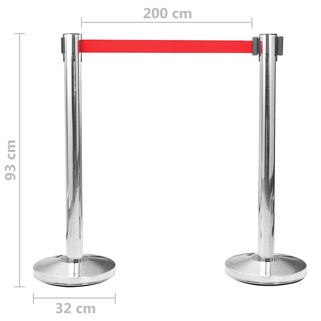 Stanchions with Belts 4 pcs Airport Barrier Silver