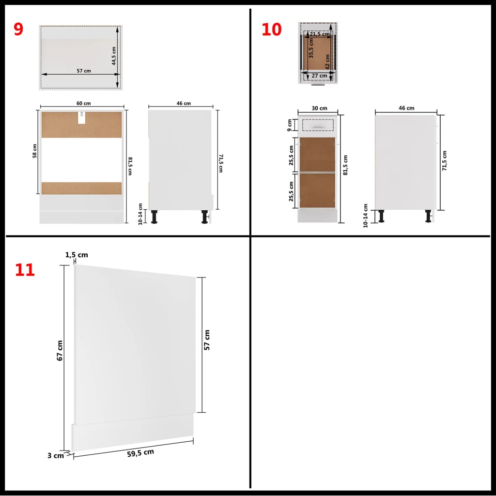 11 Piece Kitchen Cabinet Set Lyon White Engineered Wood