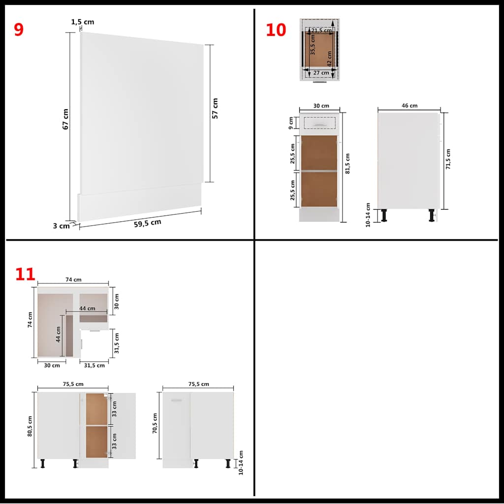 Kitchen Cabinet Set | White | Engineered wood, glass
