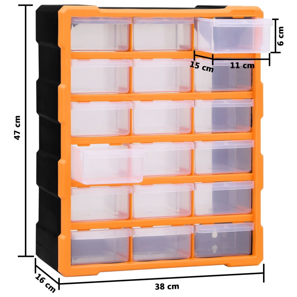 vidaXL Multi-drawer Organiser with 18 Middle Drawers 38x16x47 cm
