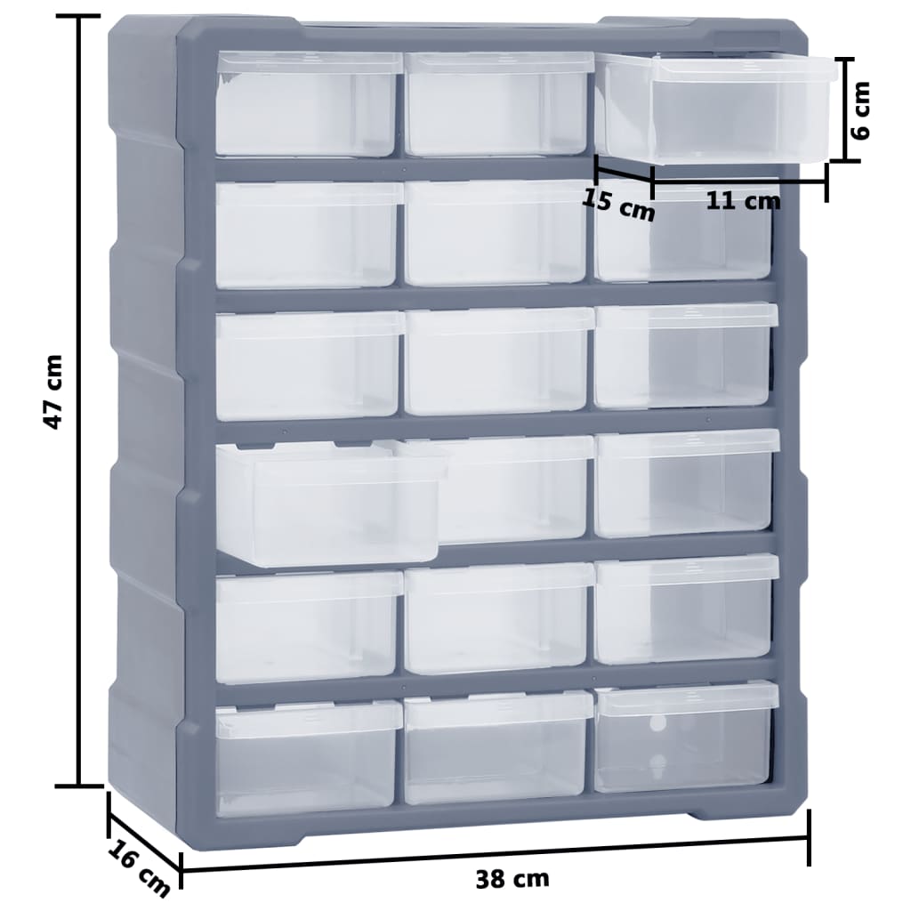 149598 vidaXL Multi-drawer Organiser with 18 Middle Drawers 38x16x47 cm