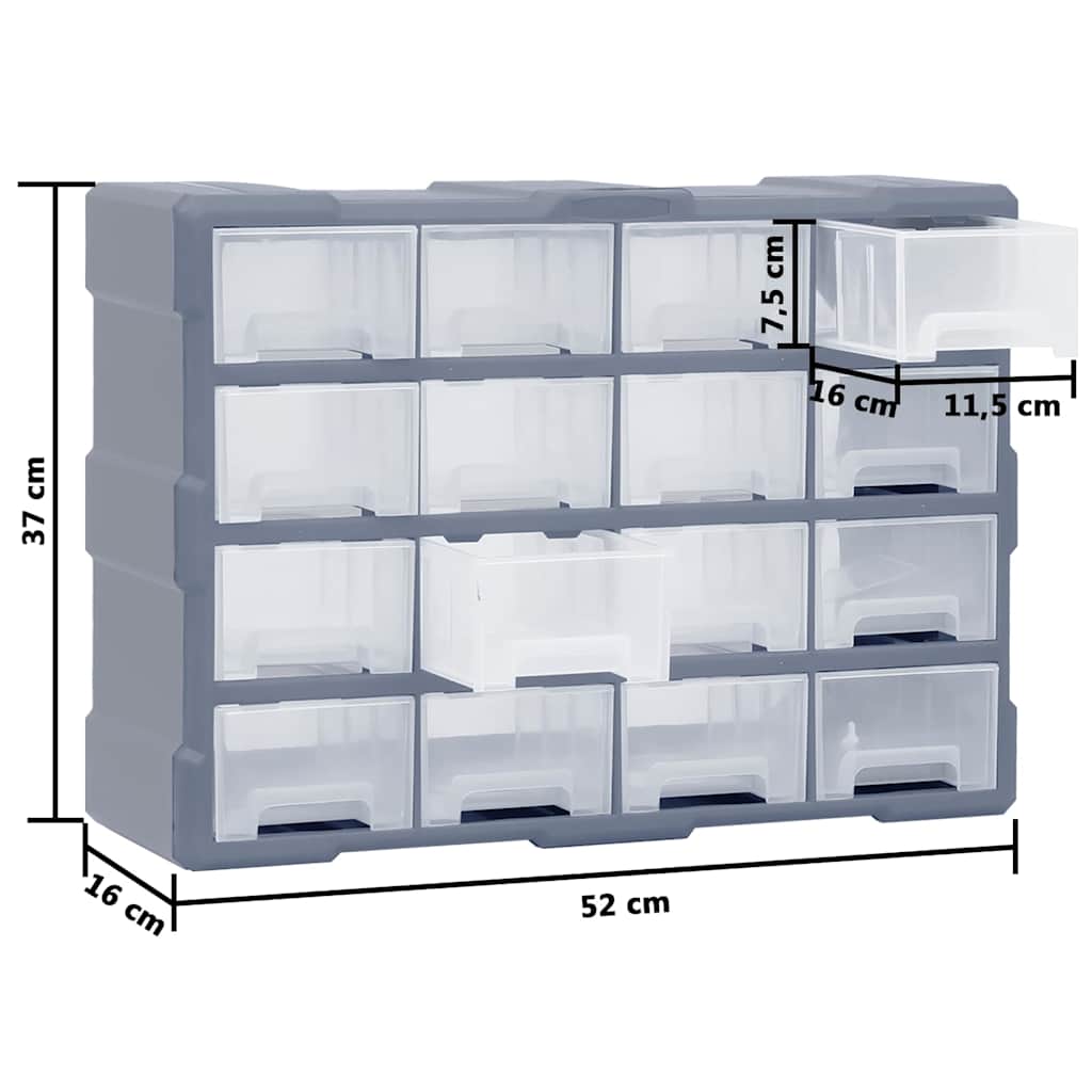 149602 vidaXL Multi-drawer Organiser with 16 Middle Drawers 52x16x37 cm