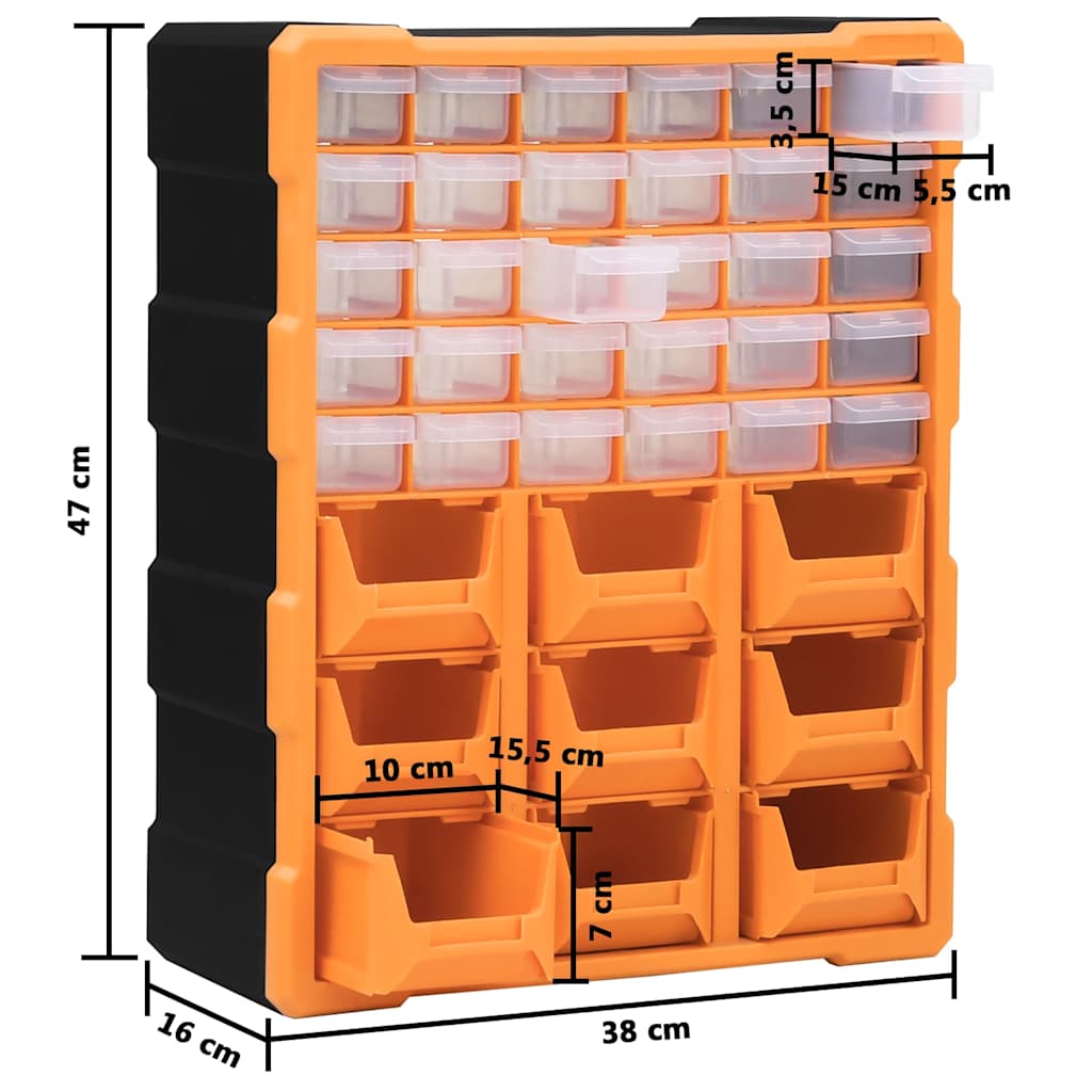 149603 vidaXL Multi-drawer Organiser with 39 Drawers 38x16x47 cm