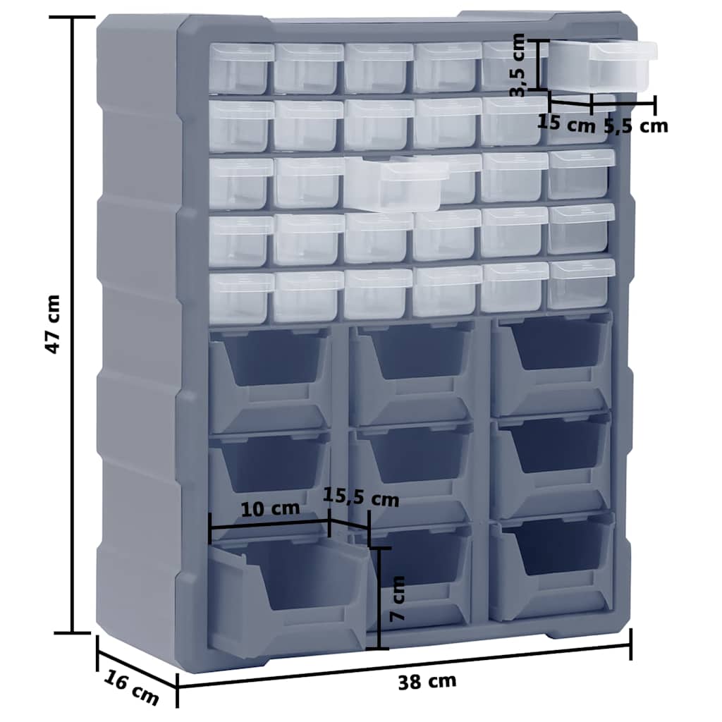 149604 vidaXL Multi-drawer Organiser with 39 Drawers 38x16x47 cm