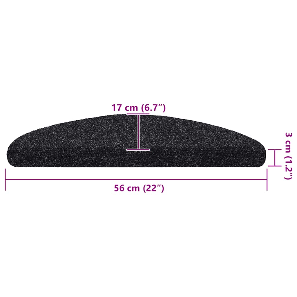 Stair Mat | Set of 5 | Black | Needle-punched fabric | 56x17x3 cm