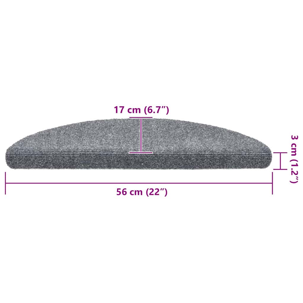 Stair Mats Self-adhesive 10 pcs 56x17x3 cm Light Grey Half Round