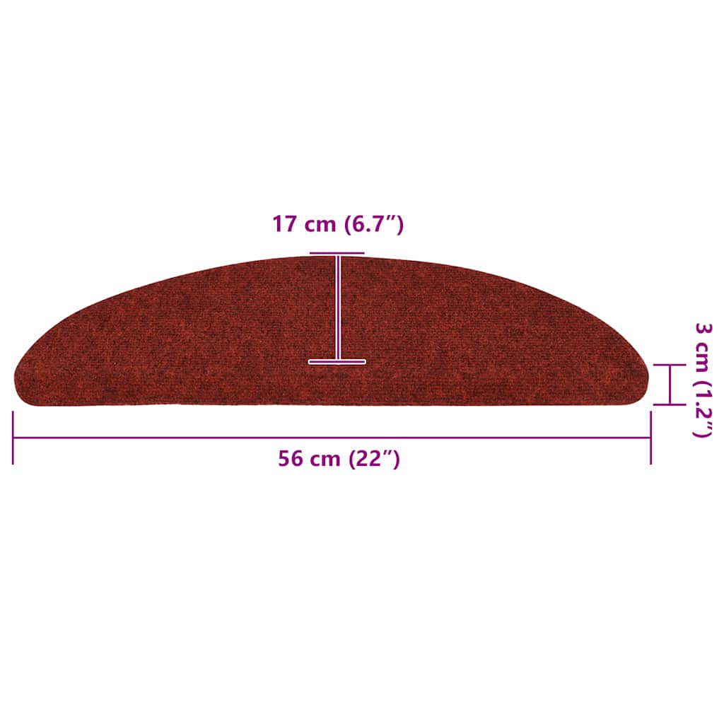 Stair Mats Self-adhesive 10 pcs 56x17x3 cm Bordeaux Red Half Round