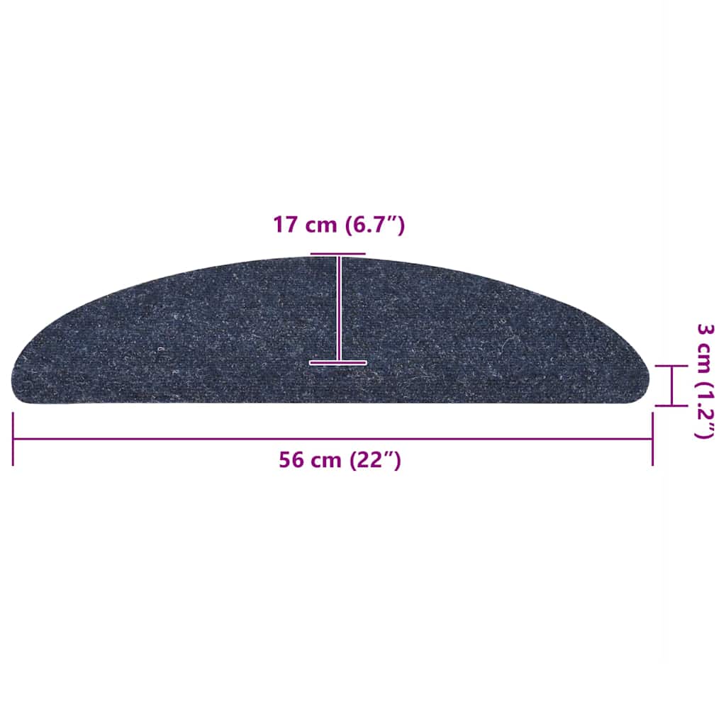 Stair Mats Self-adhesive 10 pcs 56x17x3 cm Blue Half Round