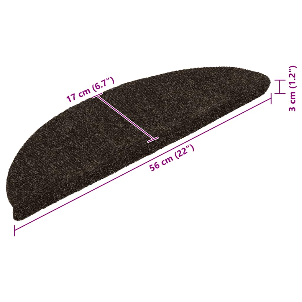 Stair Mats Self-adhesive 5 pcs 56x17x3 cm Dark Brown Half Round