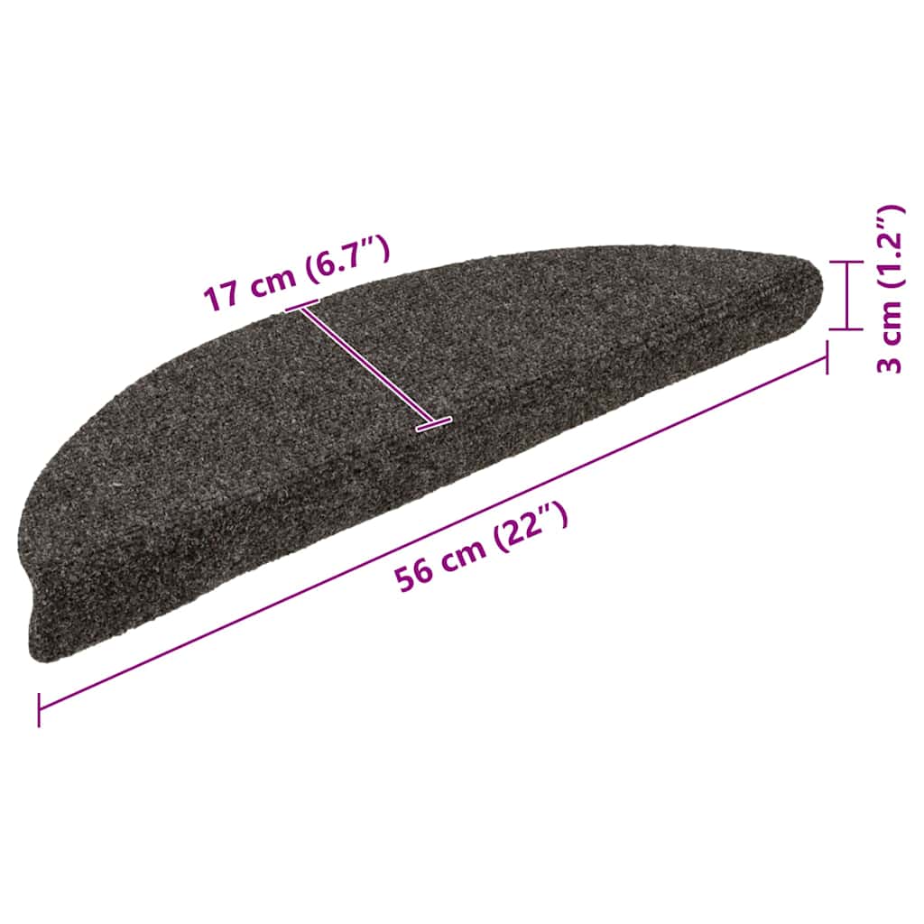 Stair Mats Self-adhesive 5 pcs 56x17x3 cm Anthracite Half Round