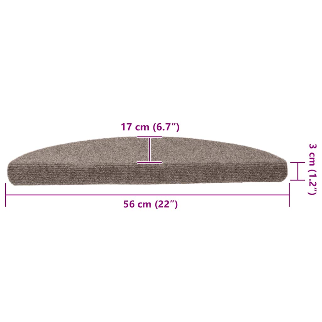 Stair Mats Self-adhesive 10 pcs 56x17x3 cm Beige Half Round