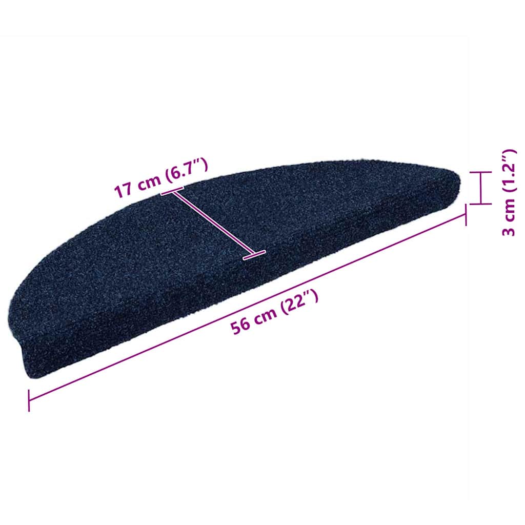 Stair Mats Self-adhesive 10 pcs 56x17x3 cm Navy Half Round