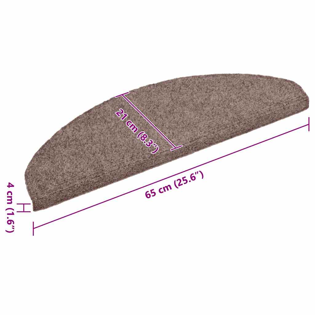 Stair Mats Self-adhesive 10 pcs 65x21x4 cm Light Brown Half Round Large