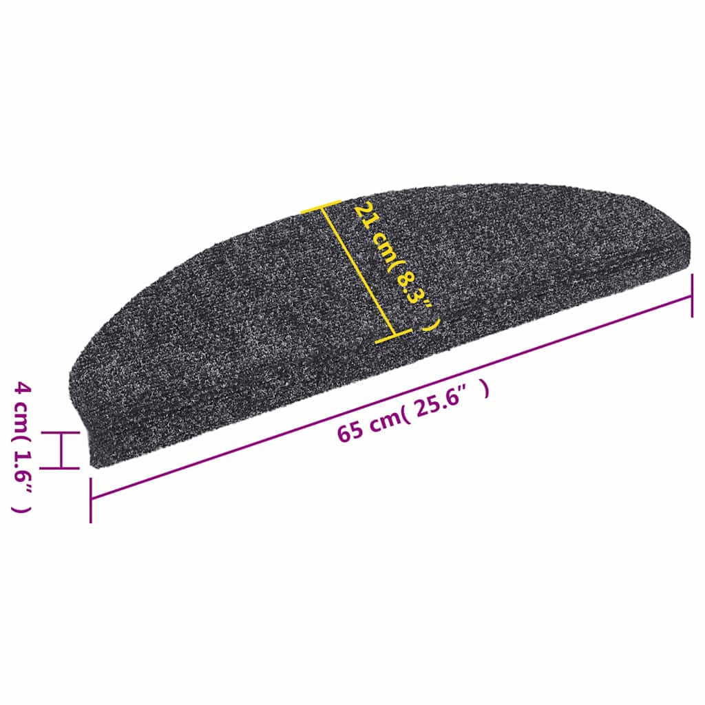 Stair Mats Self-adhesive 5 pcs 65x21x4 cm Dark Grey Half Round Large