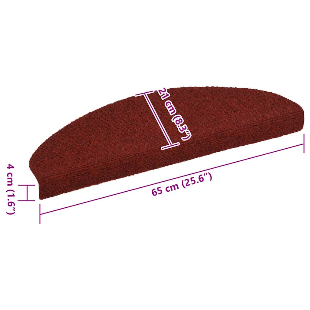 Stair Mats Self-adhesive 10 pcs 65x21x4 cm Bordeaux Red Half Round Large