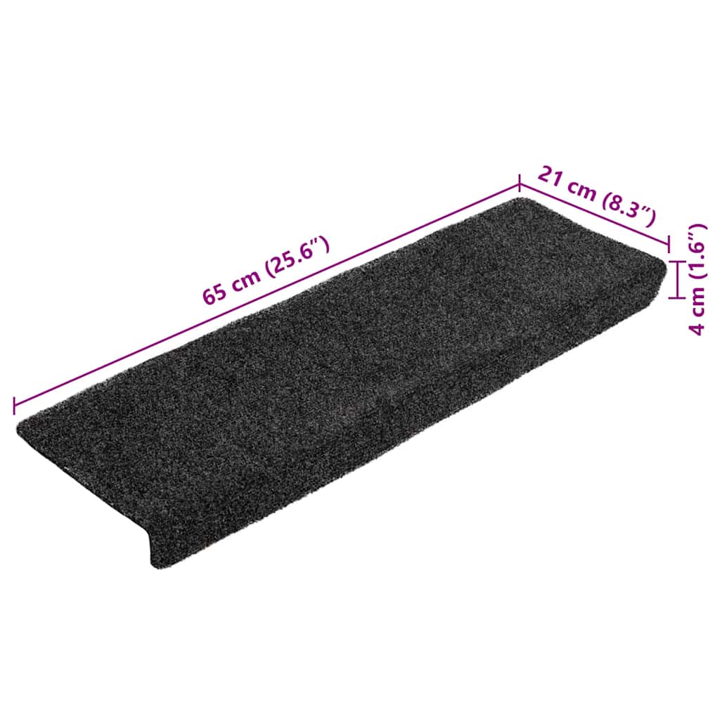 Stair Mats Self-adhesive 5 pcs 65x21x4 cm Dark Grey Rectangular Edge